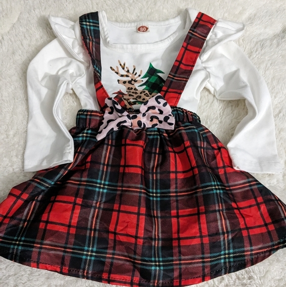 Baby Girl First Christmas Outfit Set. 0-3 months. Red plaid. NWOT - Picture 4 of 9